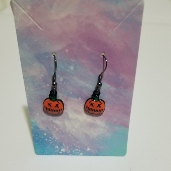 Spooky New Halloween Pumpkin Earrings - Picture 2 of 2